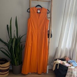 MaxMara Vibrant Orange Sleeveless Maxi Dress